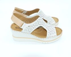 piel troquelada Sandalia Cuña Pikolinos aguadulce 1775 Hielo