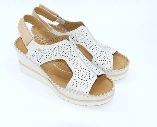 piel troquelada Sandalia Cuña Pikolinos aguadulce 1775 Hielo